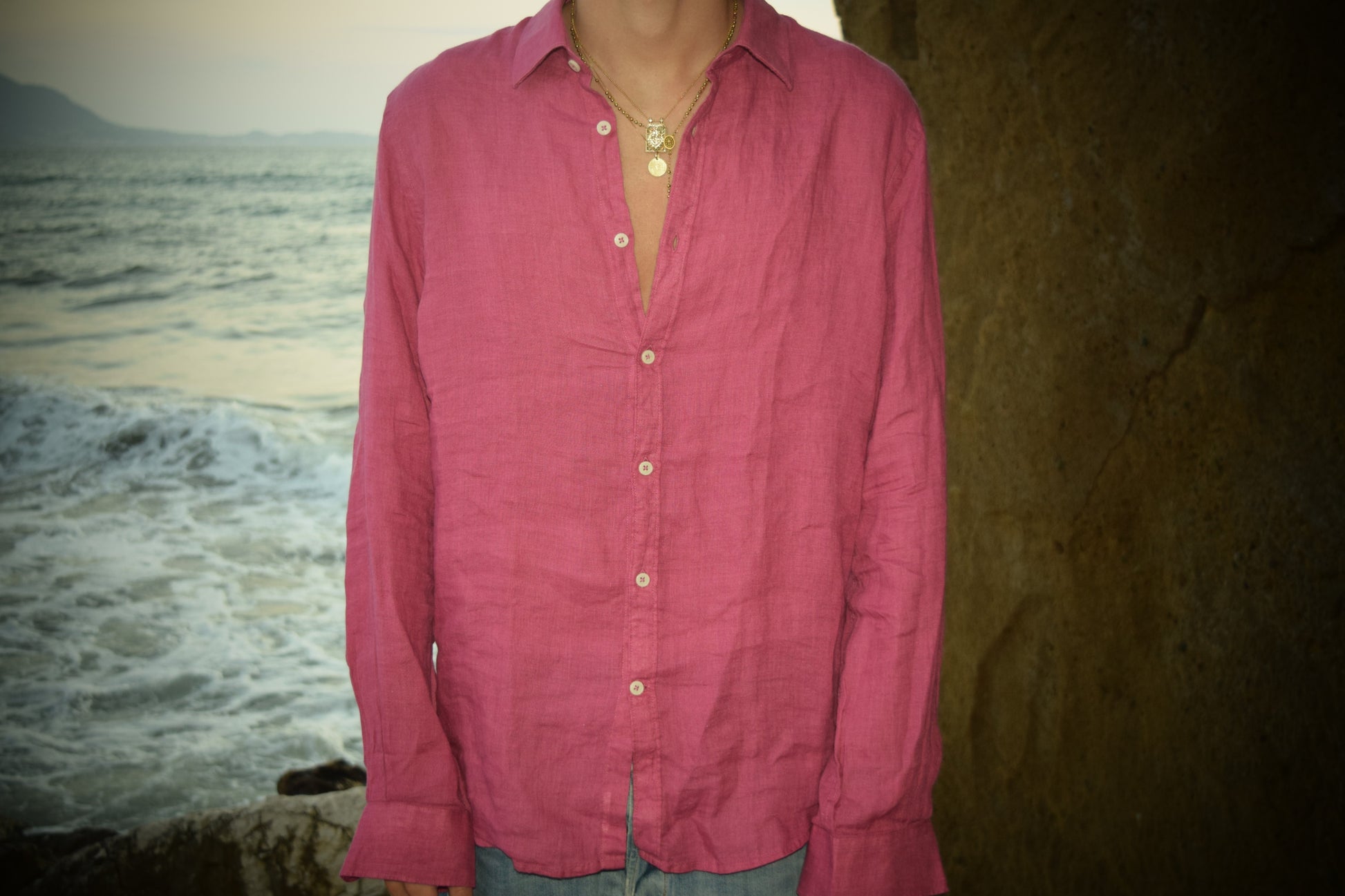 Camicia Di Lino Borgogna