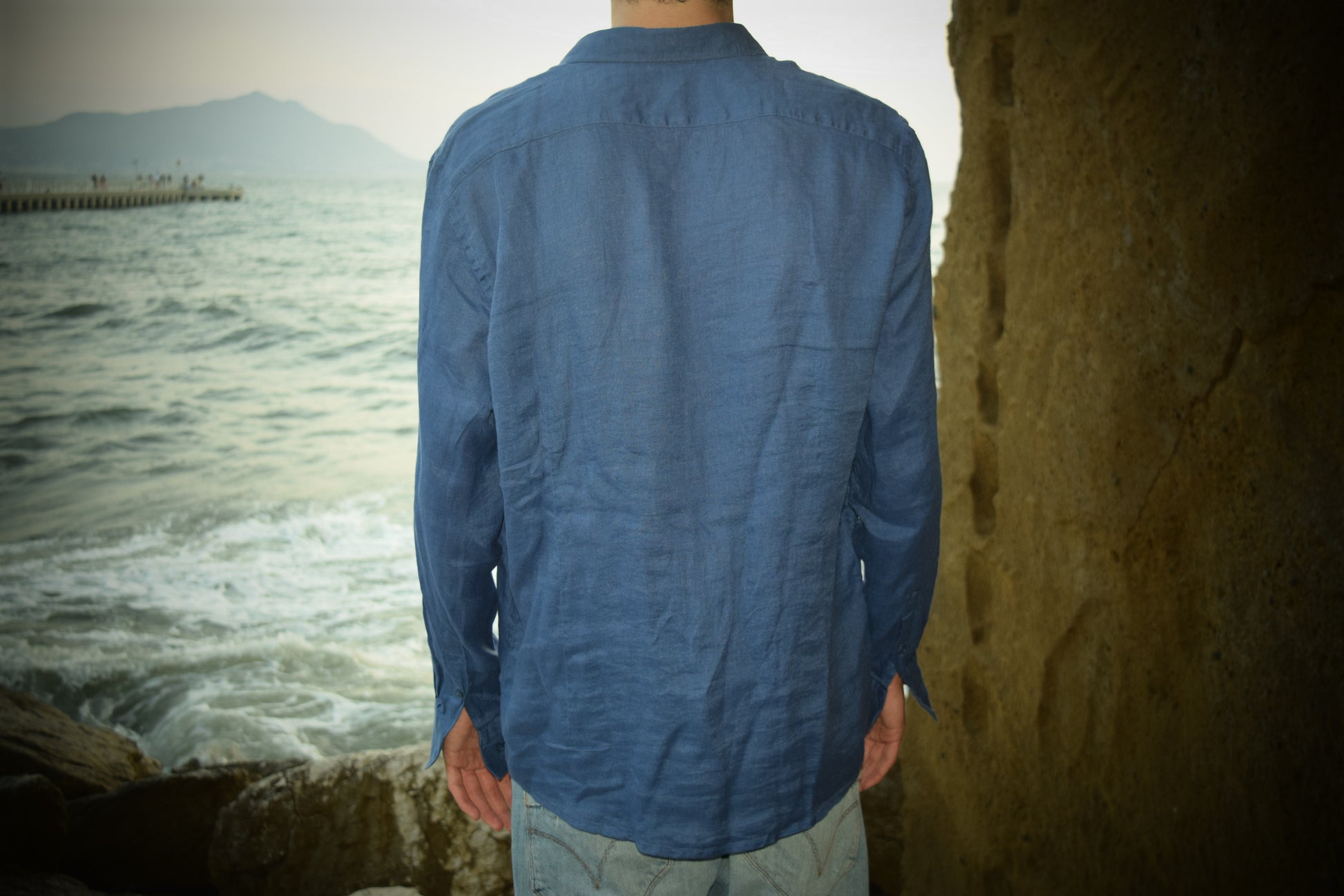 Camicia Di Lino Blu Royal