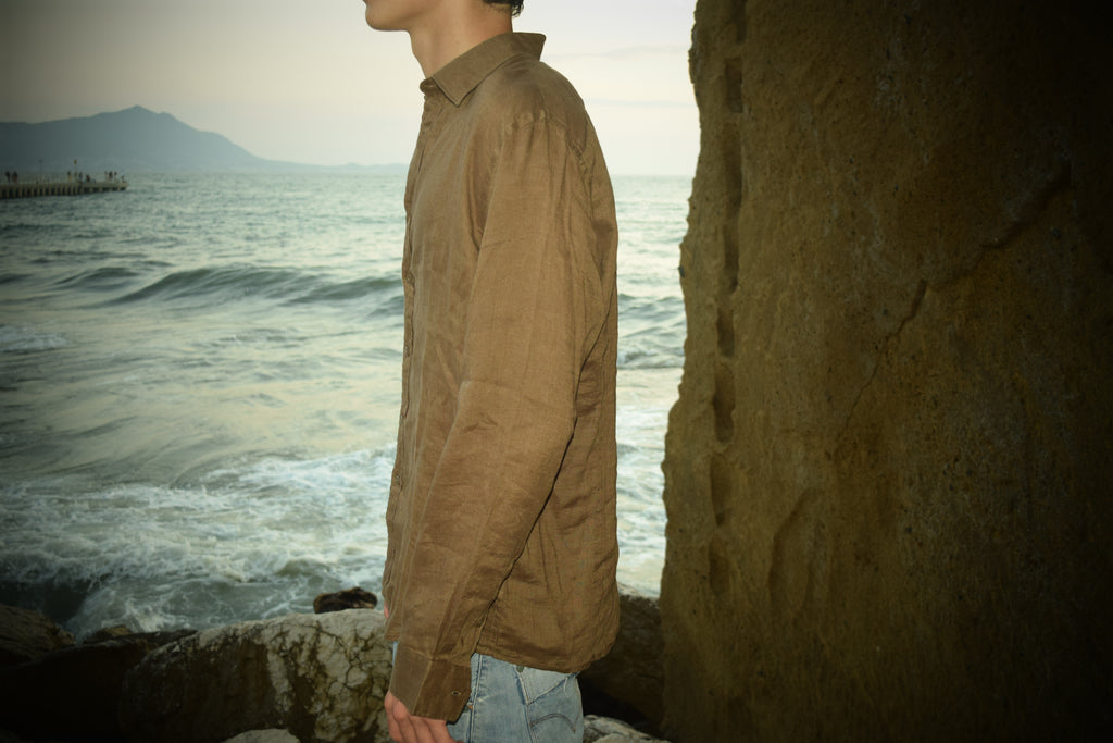 Camicia Di Lino Marrone